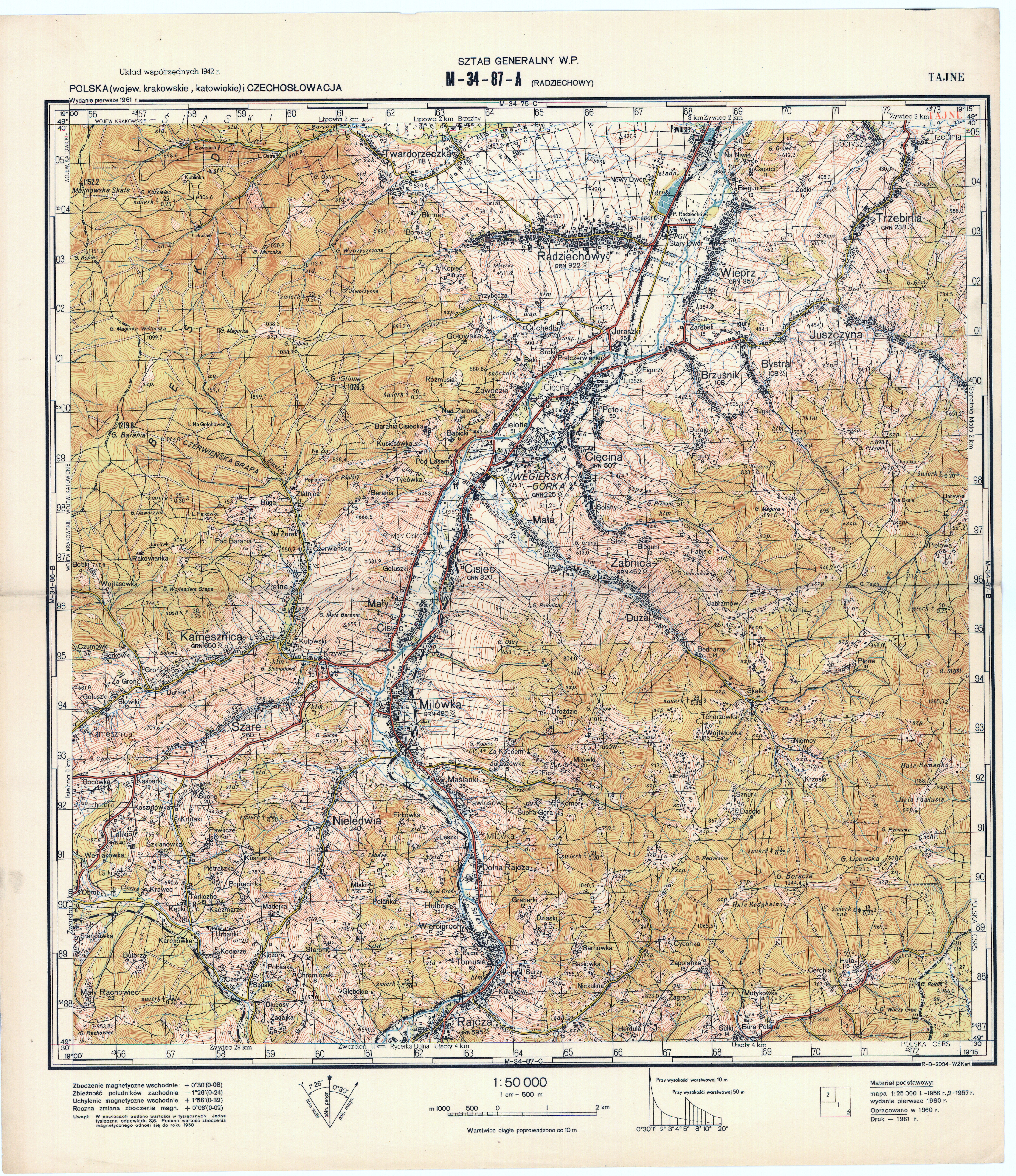 Mapy topograficzne LWP 1_50 000 - M-34-87-A_RADZIECHOWY_1961.jpg